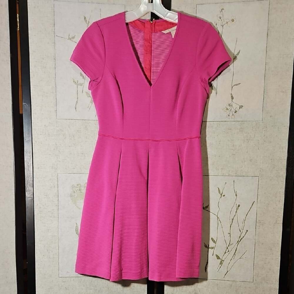 Banana Republic Pink V-Neck Fit and Flare Cocktail Dress
